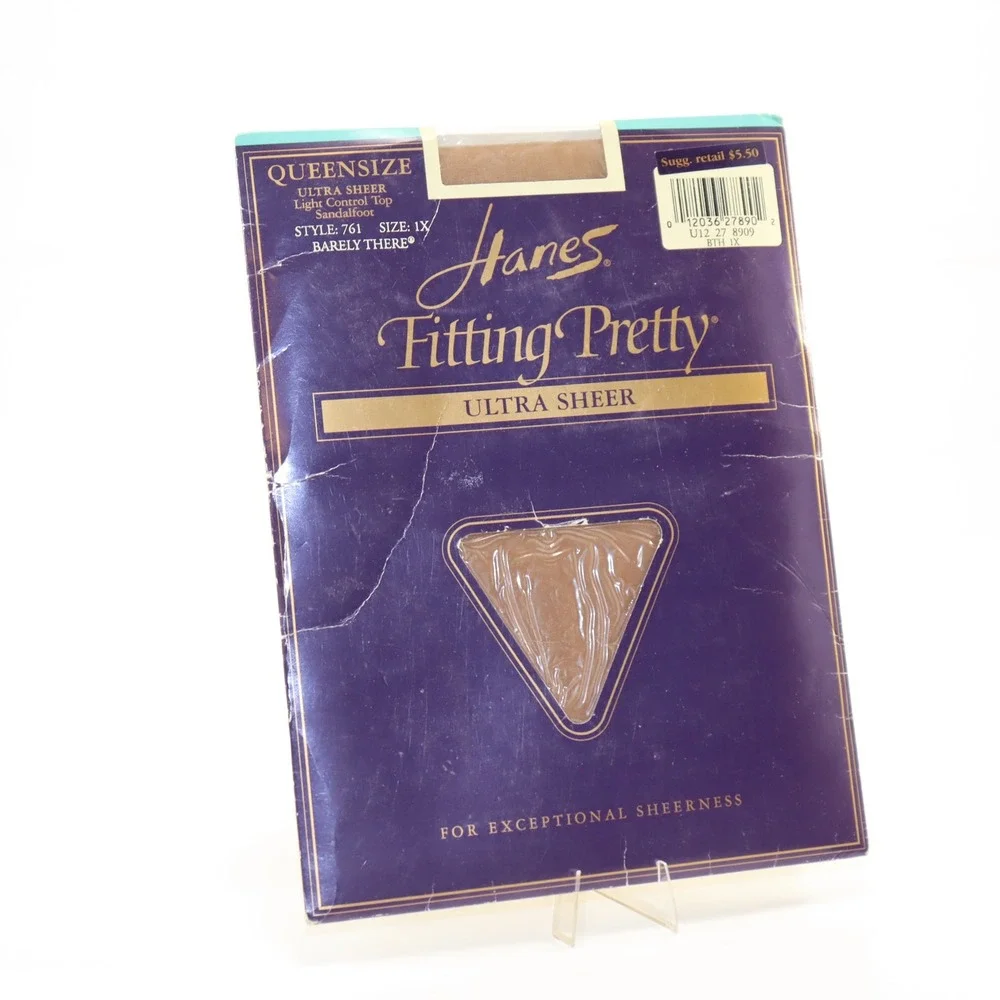 Hanes Fitting Pretty Pantyhose Womens 1X Barely There Ultra Sheer Sandalfoot 761